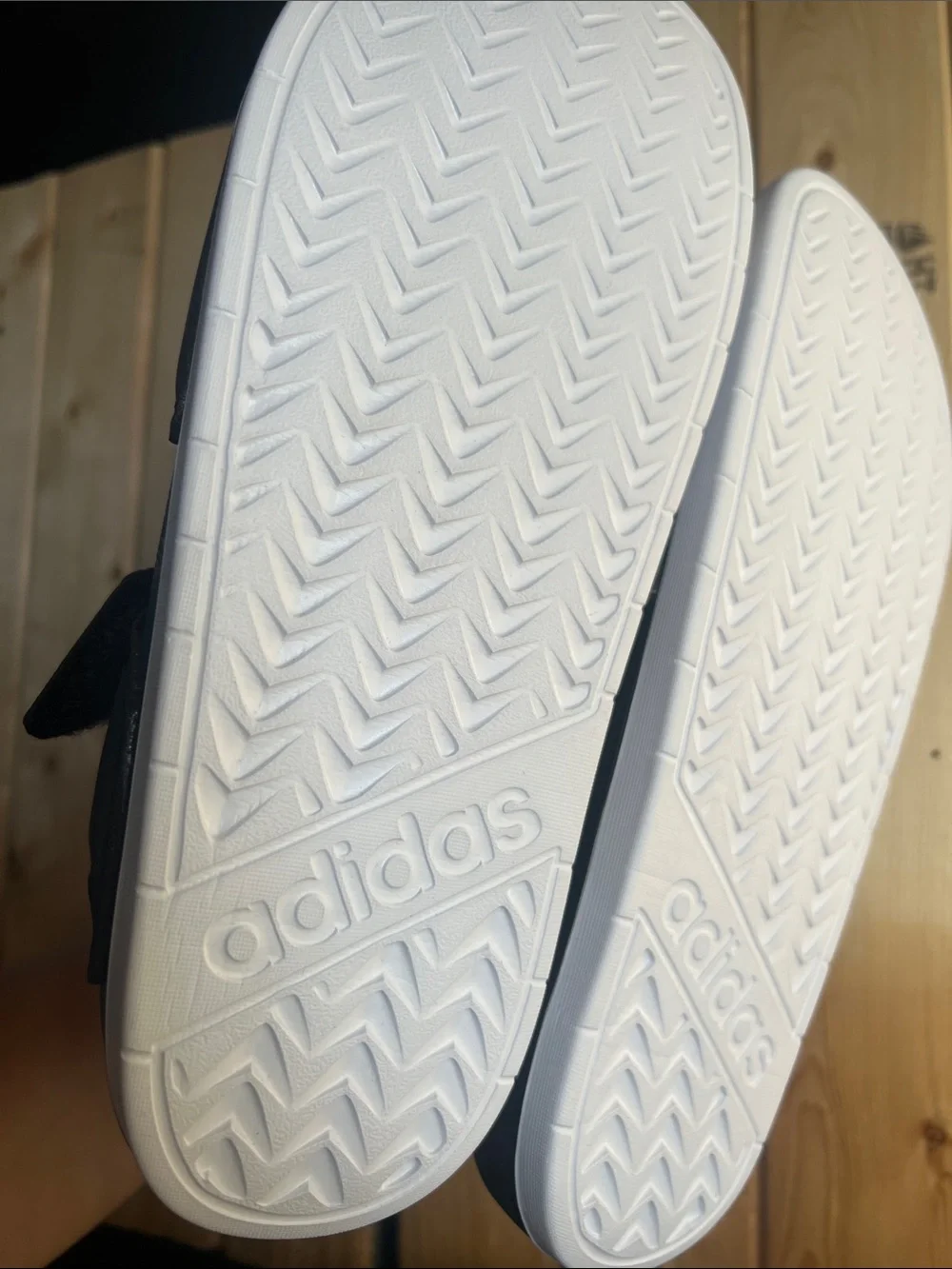 adidas Black and White Double-Strap Slide Sandals